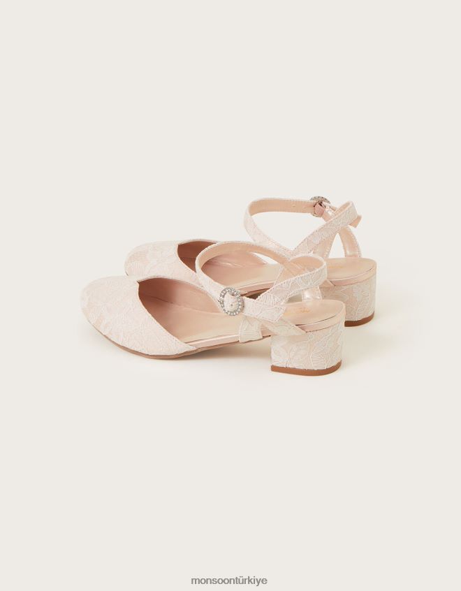 Monsoon kız iki parçalı dantel topuklu ayakkabı JH86BT2359 ayakkabı pembe