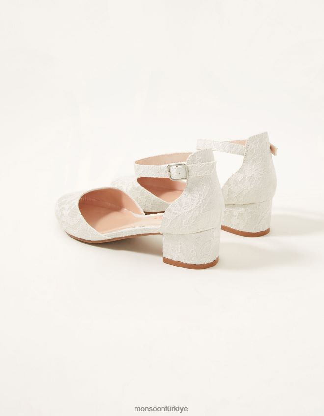 Monsoon kız iki parçalı dantel topuklu ayakkabı JH86BT2375 ayakkabı fildişi