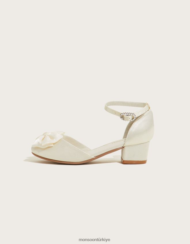Monsoon kız kali saten iki parçalı topuklu ayakkabı JH86BT2373 ayakkabı fildişi