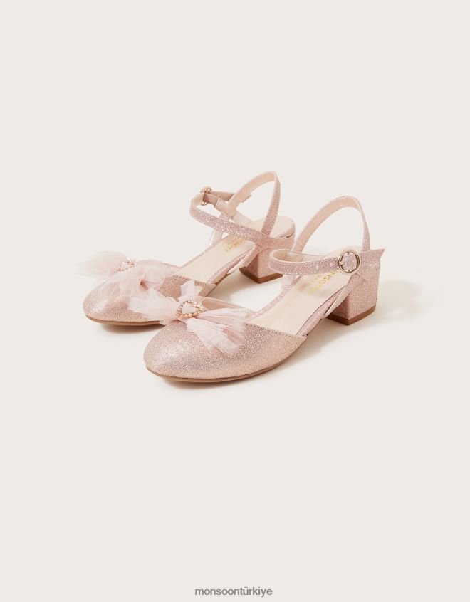 Monsoon kız kalpli geri topuklu ayakkabı JH86BT2330 ayakkabı pembe