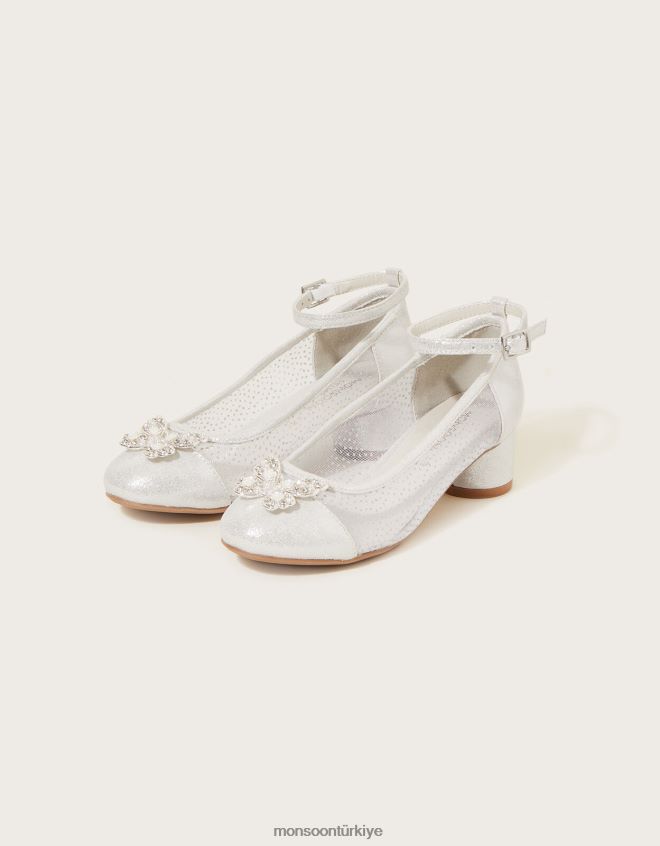Monsoon kız kelebek prenses topuklu JH86BT1899 ayakkabı gümüş