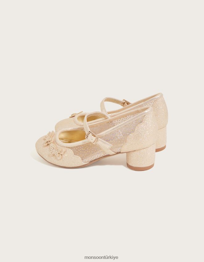 Monsoon kız kelebek prenses topuklu JH86BT1904 ayakkabı altın