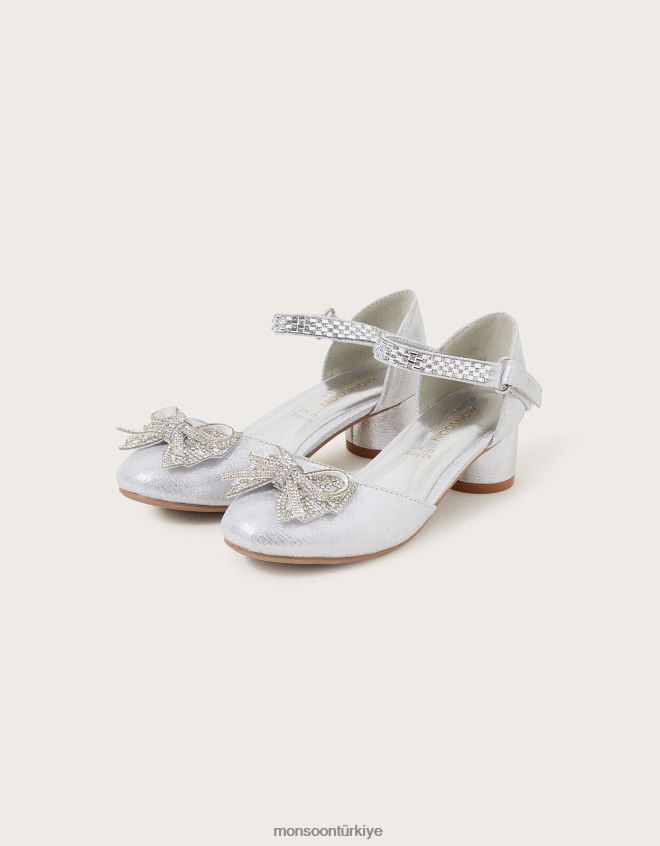 Monsoon kız lola dazzle fiyonklu iki parçalı topuklu ayakkabı JH86BT1605 ayakkabı gümüş