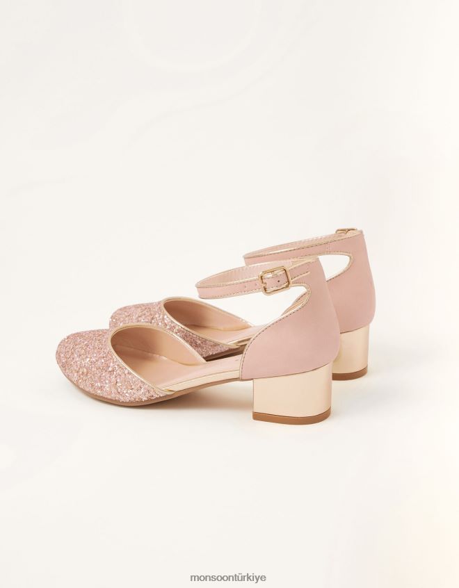 Monsoon kız parıltılı iki parçalı topuklu ayakkabı JH86BT2357 ayakkabı pembe