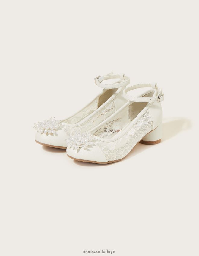Monsoon kız prenses kristal topuklu JH86BT1898 ayakkabı fildişi