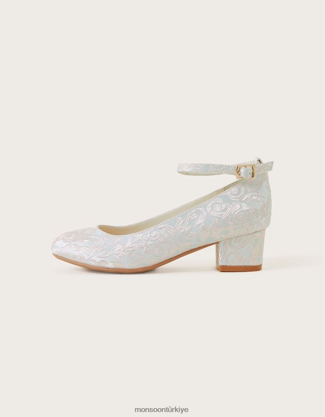 Monsoon kız sophia jakarlı topuklu ayakkabı fildişi JH86BT2344 ayakkabı fildişi