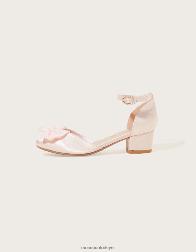 Monsoon çocuklar kali saten fiyonklu iki parçalı topuklu ayakkabı JH86BT2769 ayakkabı pembe