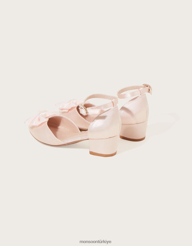 Monsoon çocuklar kali saten fiyonklu iki parçalı topuklu ayakkabı JH86BT2769 ayakkabı pembe