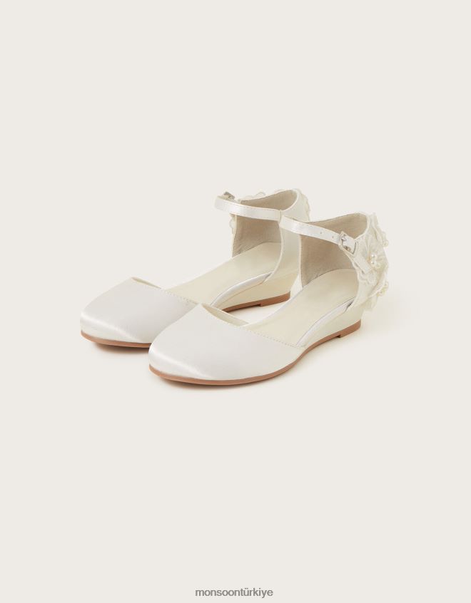 Monsoon çocuklar süslenmiş çiçek saten takozlar fildişi JH86BT2759 ayakkabı fildişi