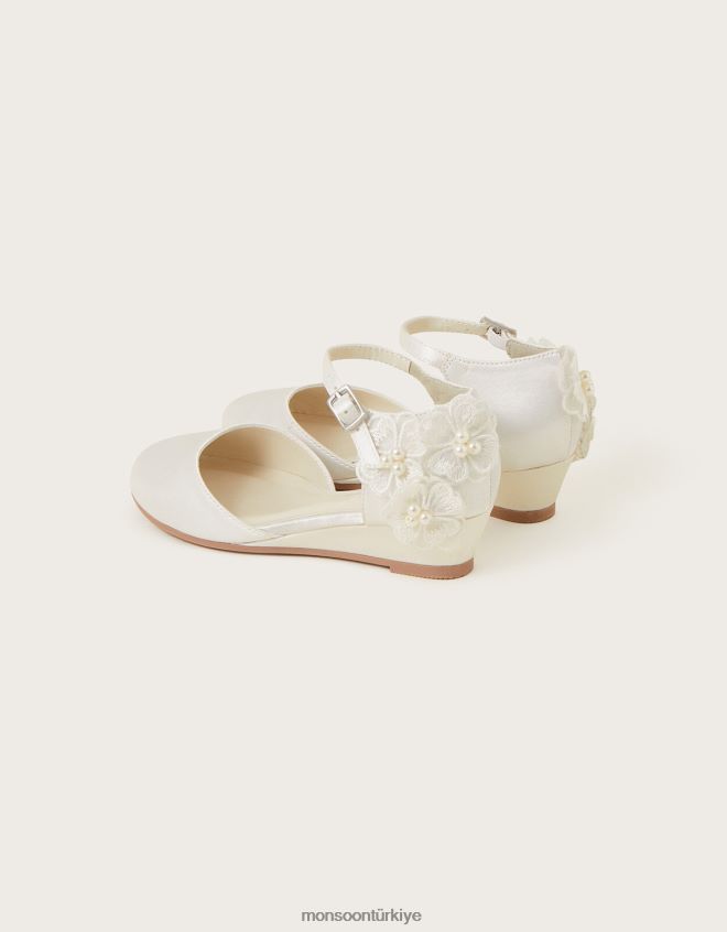 Monsoon çocuklar süslenmiş çiçek saten takozlar fildişi JH86BT2759 ayakkabı fildişi