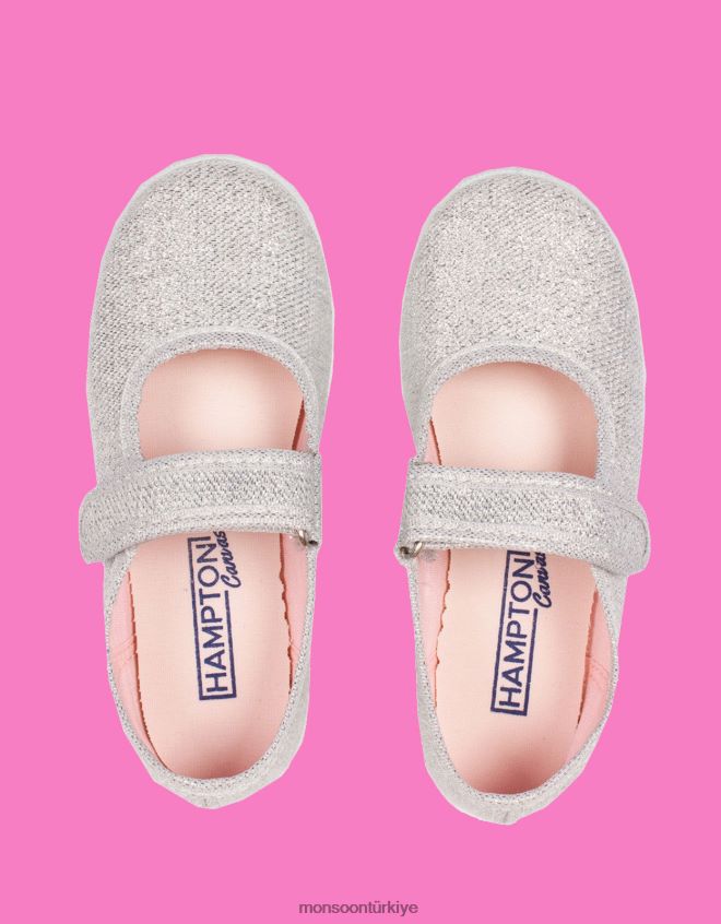 Monsoon çocuklar hampton canvas martha plimsolls gümüş JH86BT2810 ayakkabı gümüş