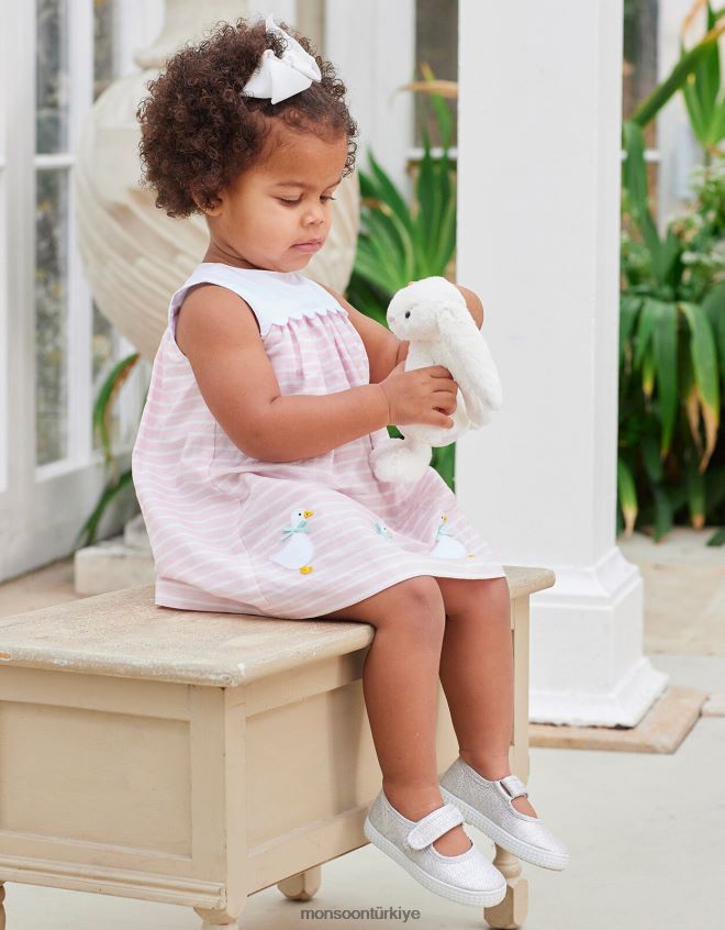 Monsoon çocuklar hampton canvas martha plimsolls gümüş JH86BT2810 ayakkabı gümüş