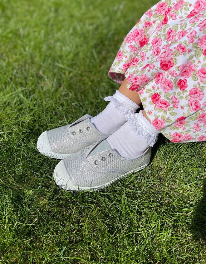 Monsoon çocuklar hampton tuval erik plimsolls gümüş JH86BT2366 ayakkabı gümüş