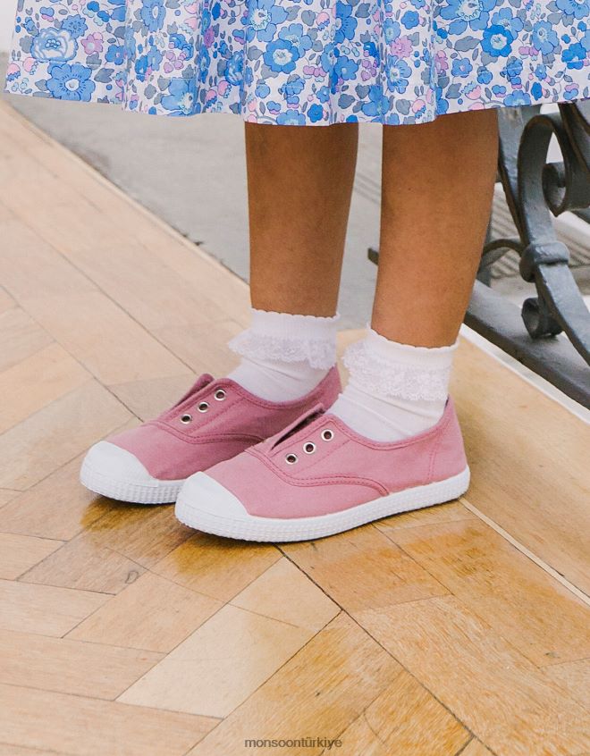 Monsoon çocuklar hampton tuval erik plimsolls pembe JH86BT2809 ayakkabı pembe (koyu pembe)