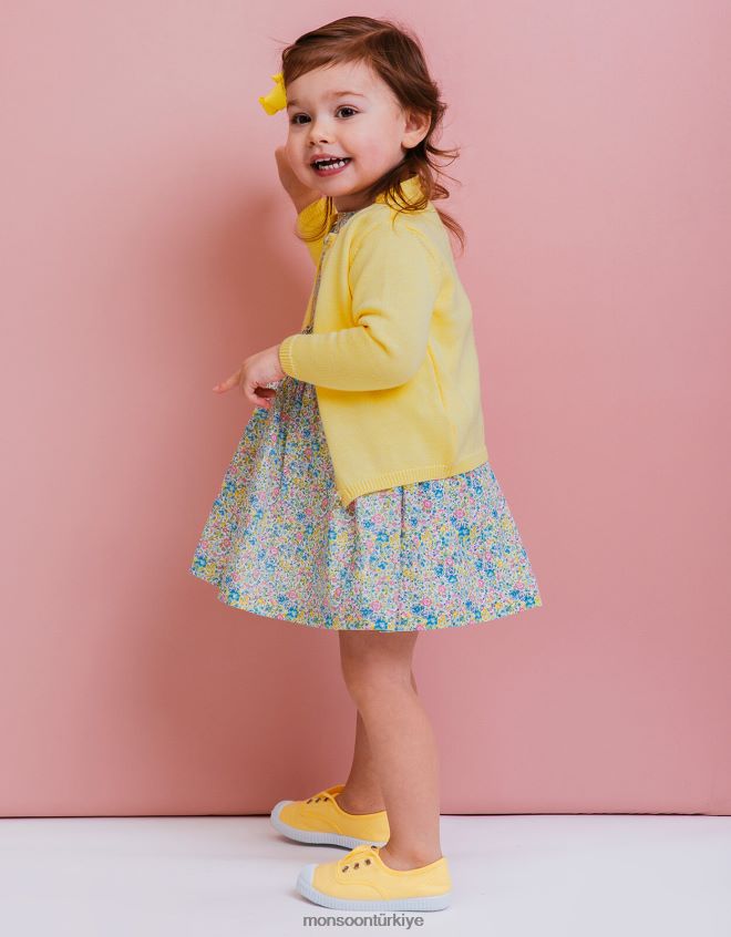 Monsoon çocuklar hampton tuval erik plimsolls sarı JH86BT2401 ayakkabı sarı (limon)