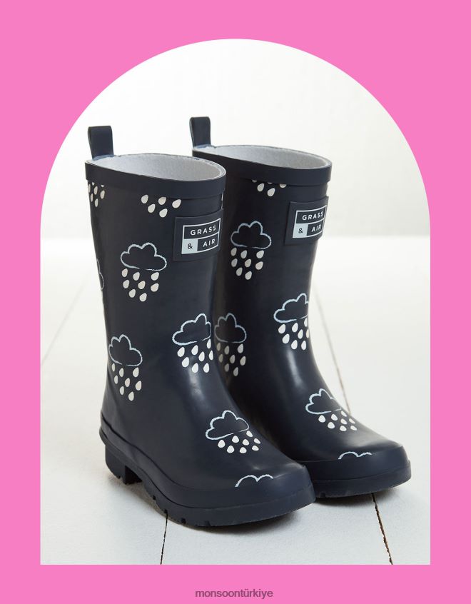 Monsoon çocuklar çim ve hava genç renk açığa çıkaran wellies mavi JH86BT2320 ayakkabı Mavi Donanma)
