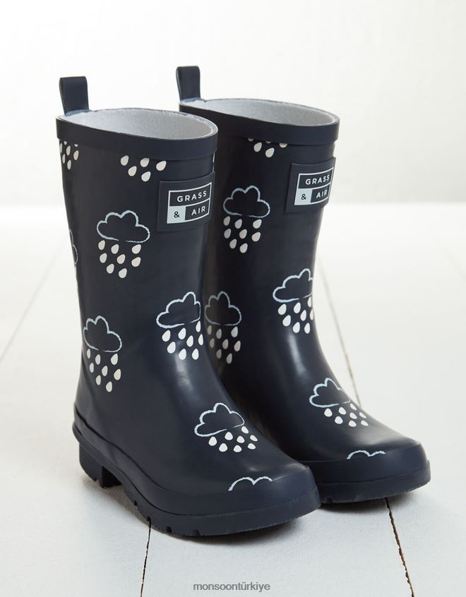 Monsoon çocuklar çim ve hava genç renk açığa çıkaran wellies mavi JH86BT2320 ayakkabı Mavi Donanma)