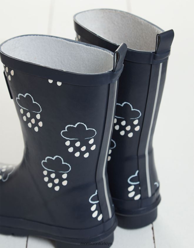 Monsoon çocuklar çim ve hava genç renk açığa çıkaran wellies mavi JH86BT2320 ayakkabı Mavi Donanma)