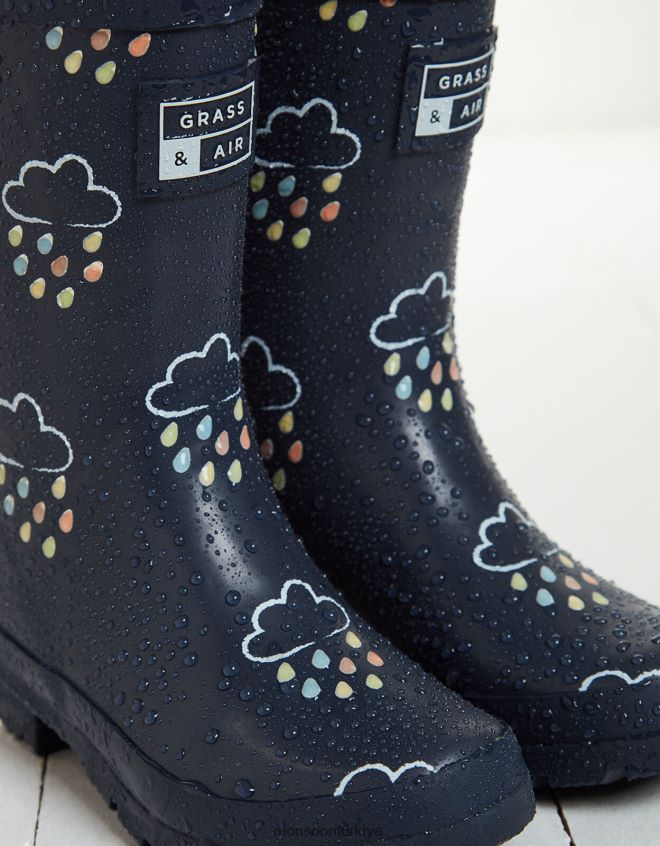 Monsoon çocuklar çim ve hava genç renk açığa çıkaran wellies mavi JH86BT2320 ayakkabı Mavi Donanma)