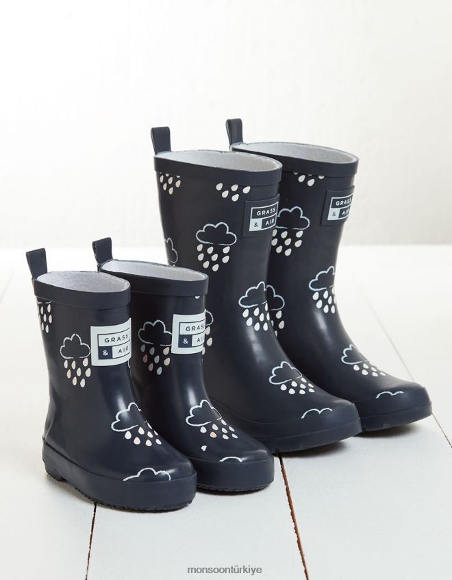 Monsoon çocuklar çim ve hava genç renk açığa çıkaran wellies mavi JH86BT2320 ayakkabı Mavi Donanma)