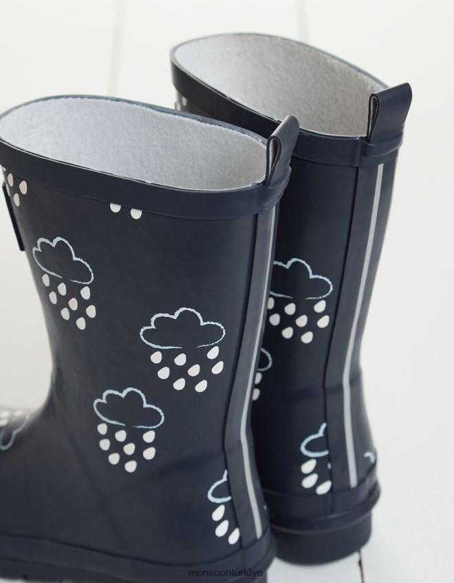 Monsoon çocuklar çim ve hava genç renk açığa çıkaran wellies mavi JH86BT2374 ayakkabı Mavi Donanma)