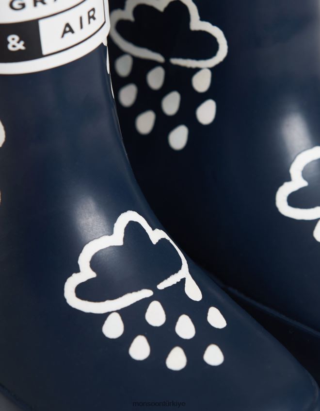 Monsoon çocuklar çim ve hava genç renk açığa çıkaran wellies mavi JH86BT2374 ayakkabı Mavi Donanma)