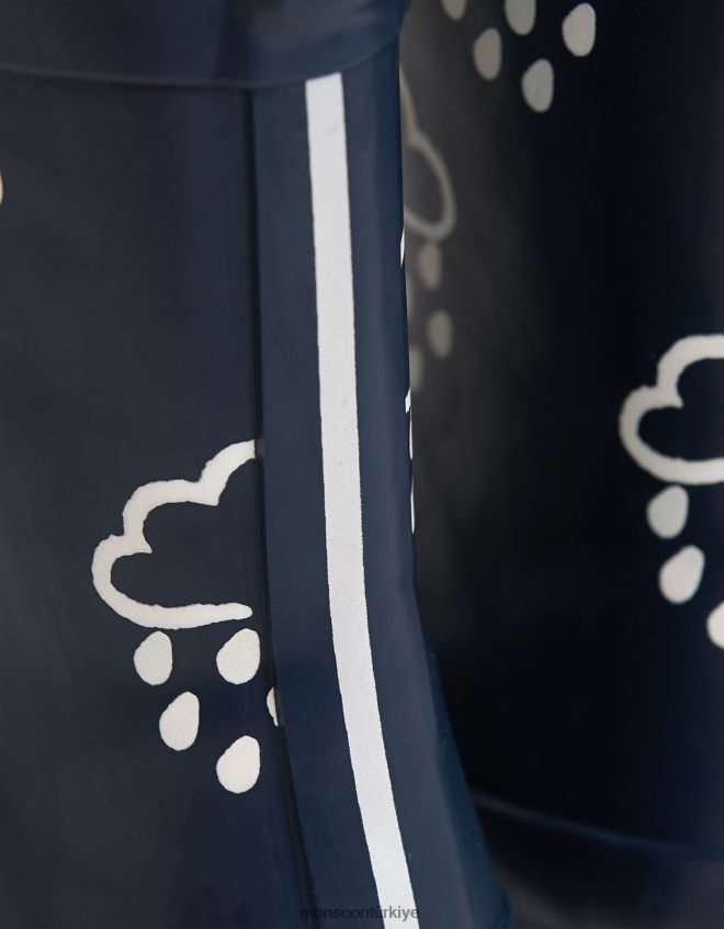 Monsoon çocuklar çim ve hava genç renk açığa çıkaran wellies mavi JH86BT2374 ayakkabı Mavi Donanma)