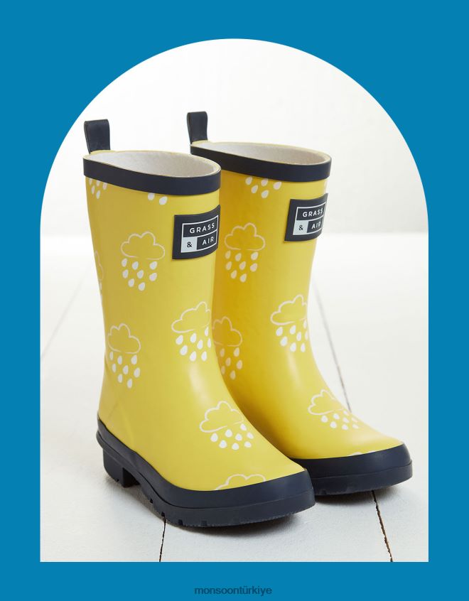 Monsoon çocuklar çim ve hava genç renk açığa çıkaran wellies sarı JH86BT2321 ayakkabı sarı