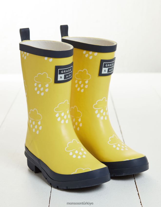 Monsoon çocuklar çim ve hava genç renk açığa çıkaran wellies sarı JH86BT2321 ayakkabı sarı