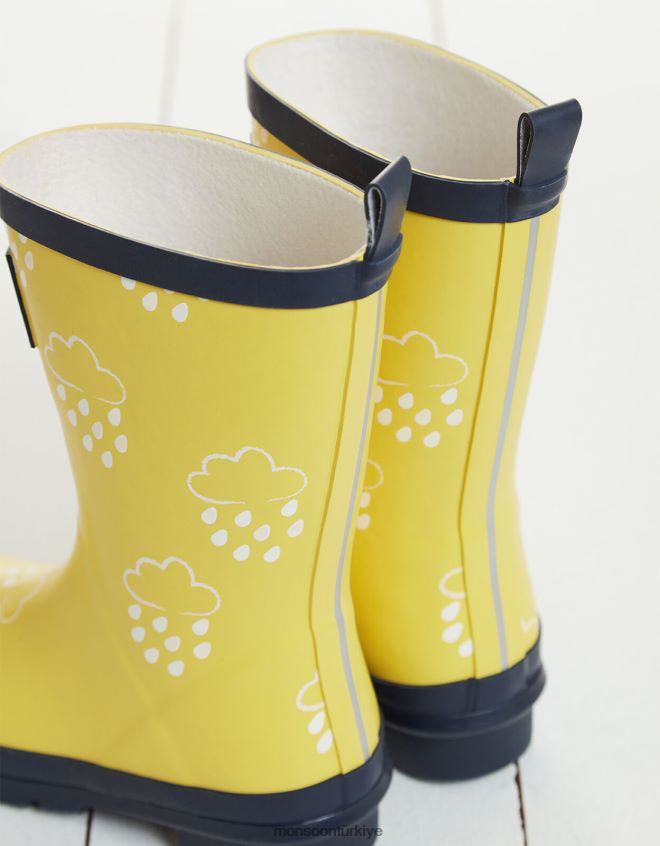 Monsoon çocuklar çim ve hava genç renk açığa çıkaran wellies sarı JH86BT2321 ayakkabı sarı
