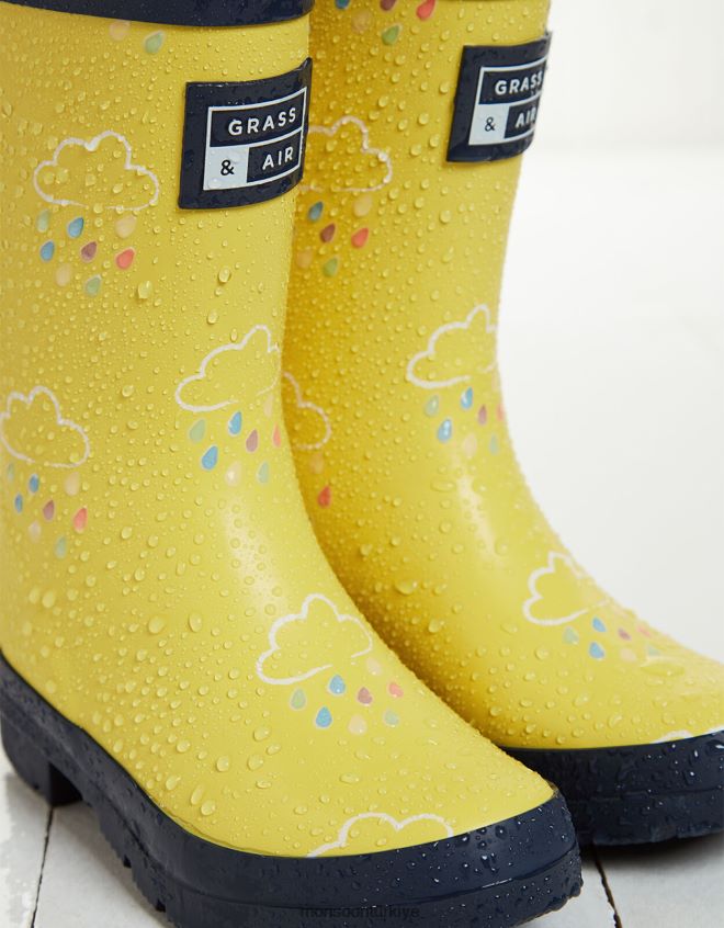 Monsoon çocuklar çim ve hava genç renk açığa çıkaran wellies sarı JH86BT2321 ayakkabı sarı