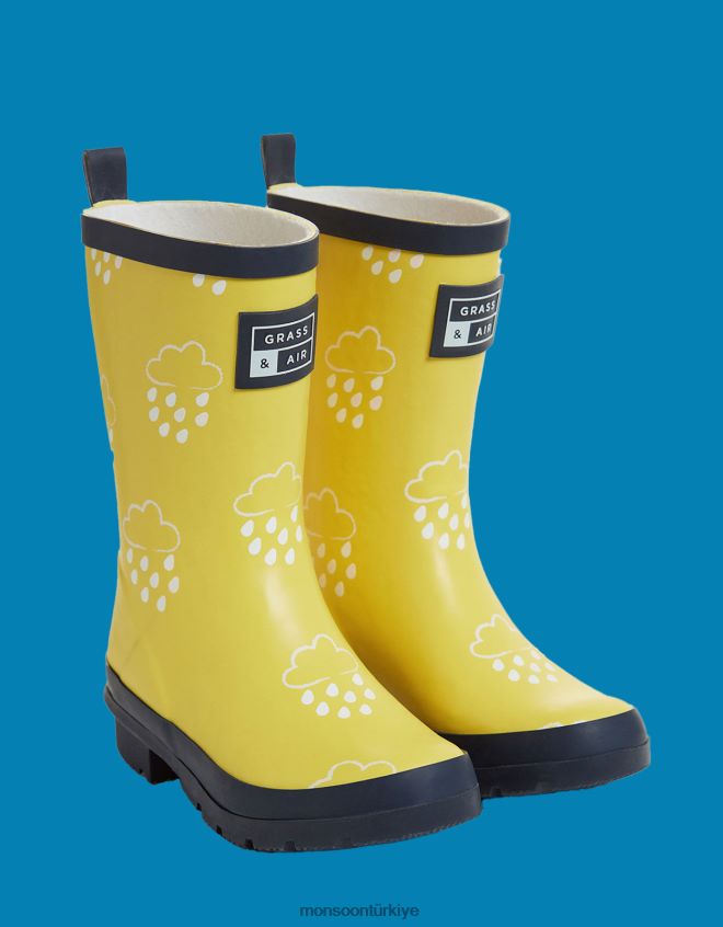 Monsoon çocuklar çim ve hava genç renk açığa çıkaran wellies sarı JH86BT2403 ayakkabı sarı