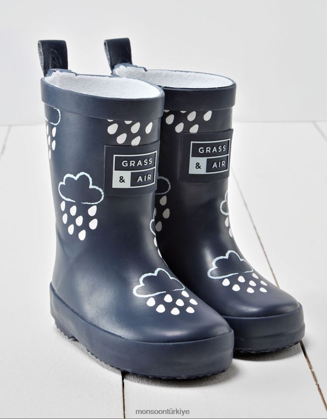 Monsoon çocuklar çim ve havanın rengini ortaya çıkaran botlar mavi JH86BT2317 ayakkabı Mavi Donanma)