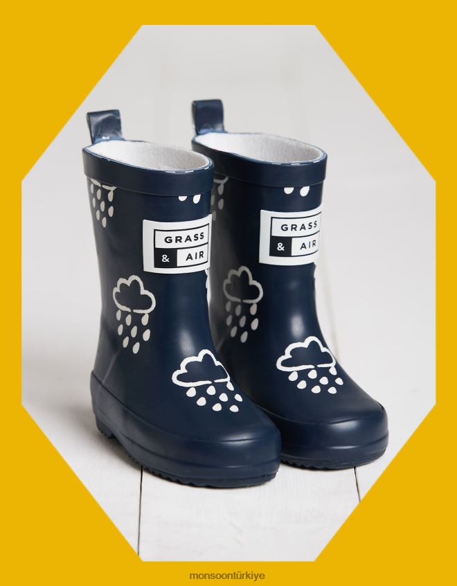 Monsoon çocuklar çim ve havanın rengini ortaya çıkaran botlar mavi JH86BT2379 ayakkabı Mavi Donanma)