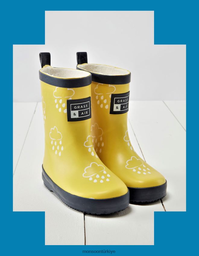 Monsoon çocuklar çim ve havanın rengini ortaya çıkaran sarı wellies JH86BT2318 ayakkabı sarı