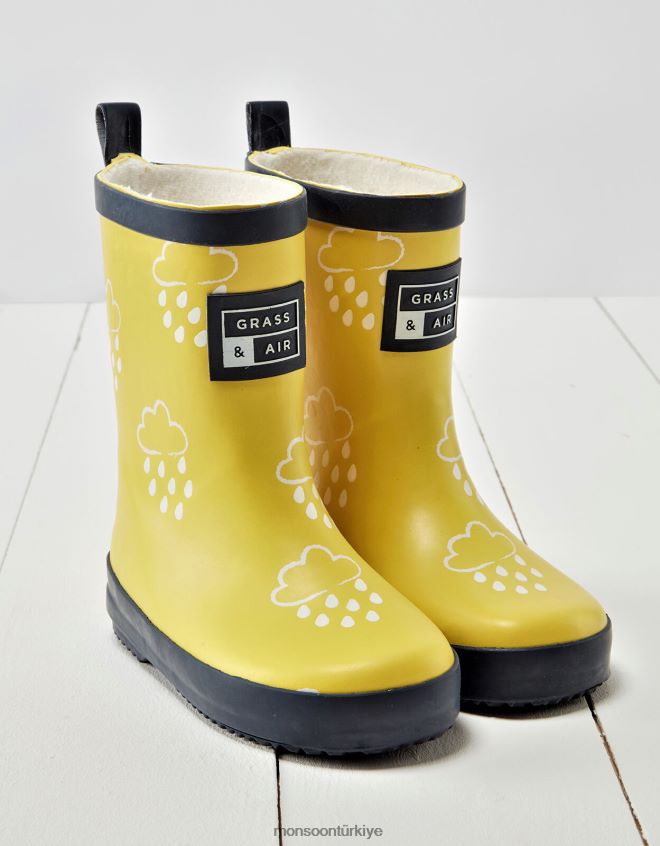 Monsoon çocuklar çim ve havanın rengini ortaya çıkaran sarı wellies JH86BT2318 ayakkabı sarı