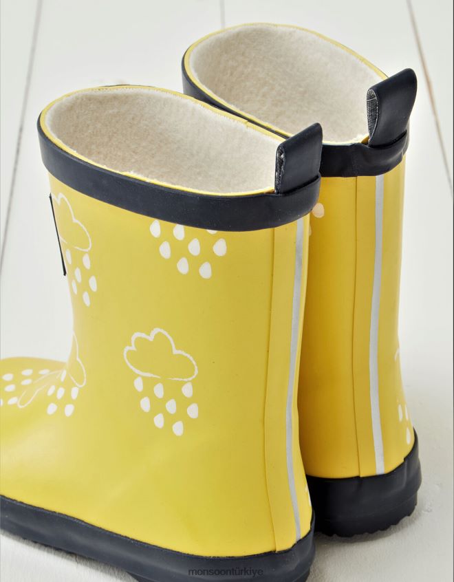 Monsoon çocuklar çim ve havanın rengini ortaya çıkaran sarı wellies JH86BT2318 ayakkabı sarı