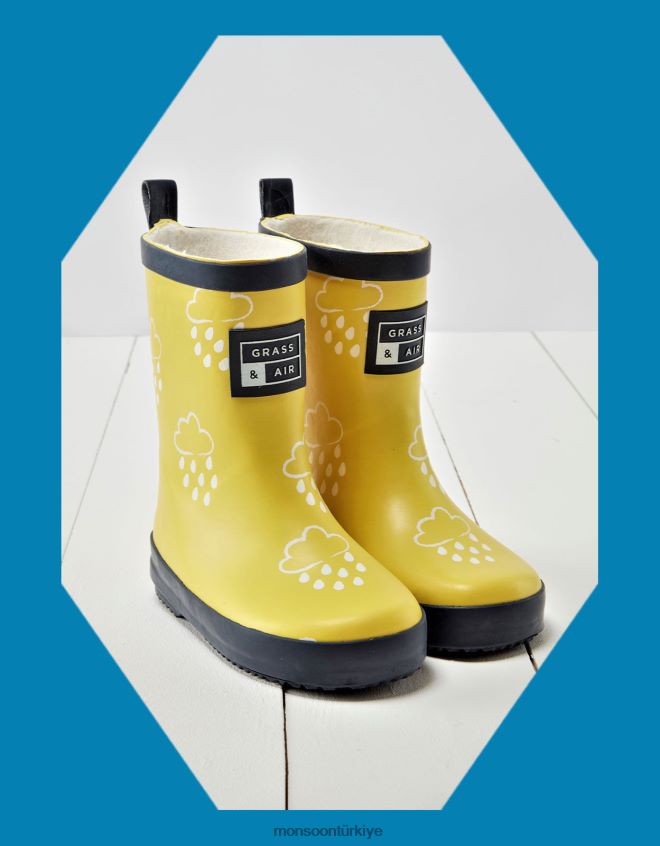 Monsoon çocuklar çim ve havanın rengini ortaya çıkaran sarı wellies JH86BT2347 ayakkabı sarı