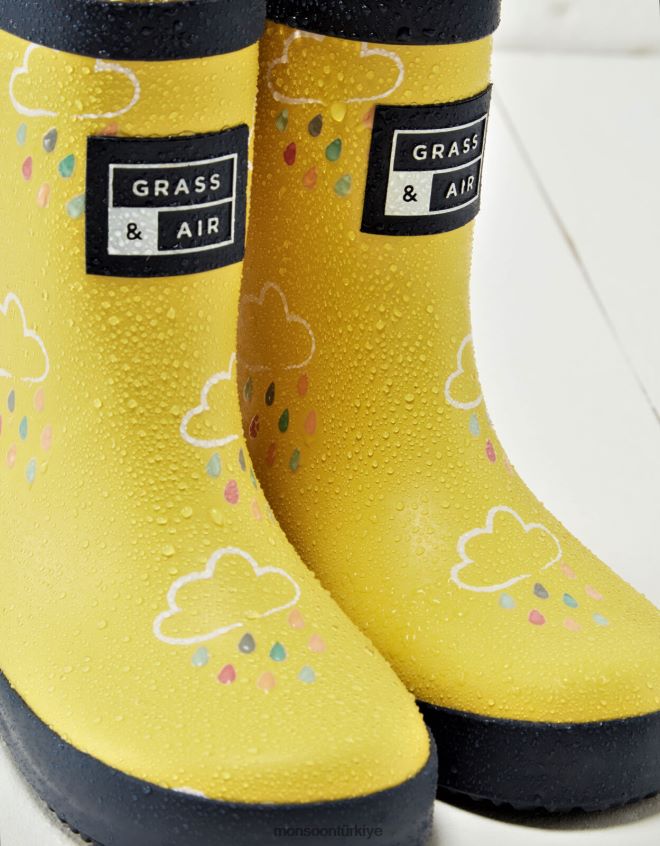 Monsoon çocuklar çim ve havanın rengini ortaya çıkaran sarı wellies JH86BT2347 ayakkabı sarı