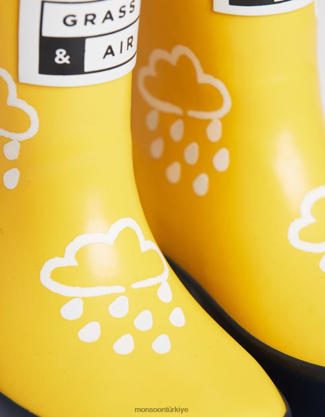 Monsoon çocuklar çim ve havanın rengini ortaya çıkaran sarı wellies JH86BT2400 ayakkabı sarı