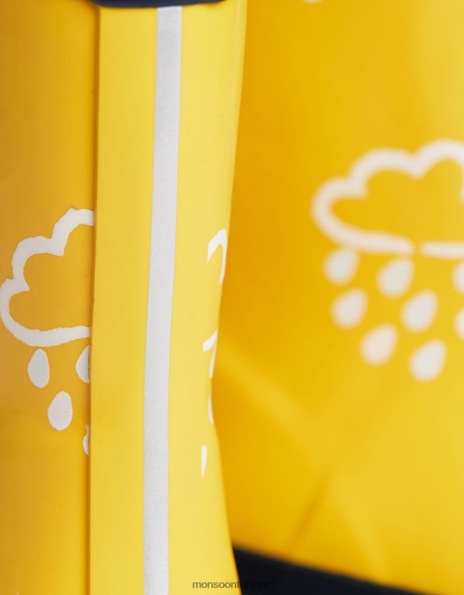 Monsoon çocuklar çim ve havanın rengini ortaya çıkaran sarı wellies JH86BT2400 ayakkabı sarı