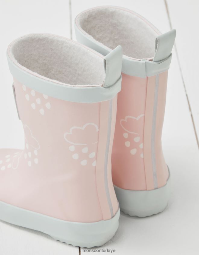 Monsoon çocuklar çim ve havanın rengini ortaya çıkaran wellies JH86BT2316 ayakkabı pembe