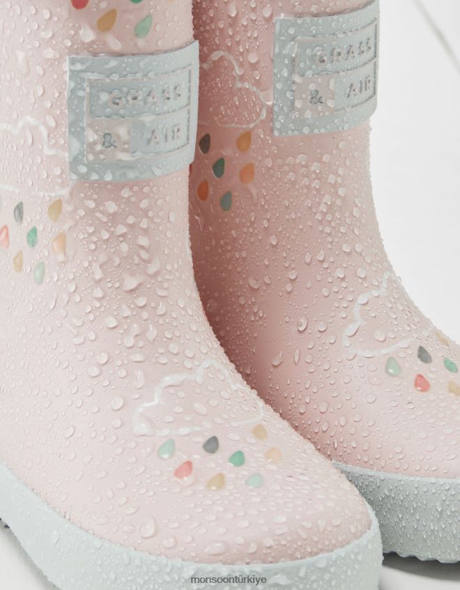 Monsoon çocuklar çim ve havanın rengini ortaya çıkaran wellies JH86BT2316 ayakkabı pembe
