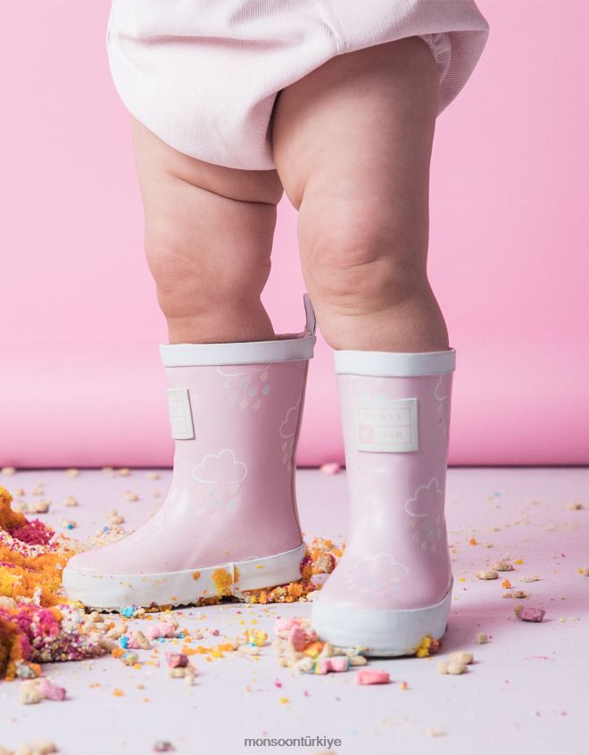 Monsoon çocuklar çim ve havanın rengini ortaya çıkaran wellies JH86BT2316 ayakkabı pembe