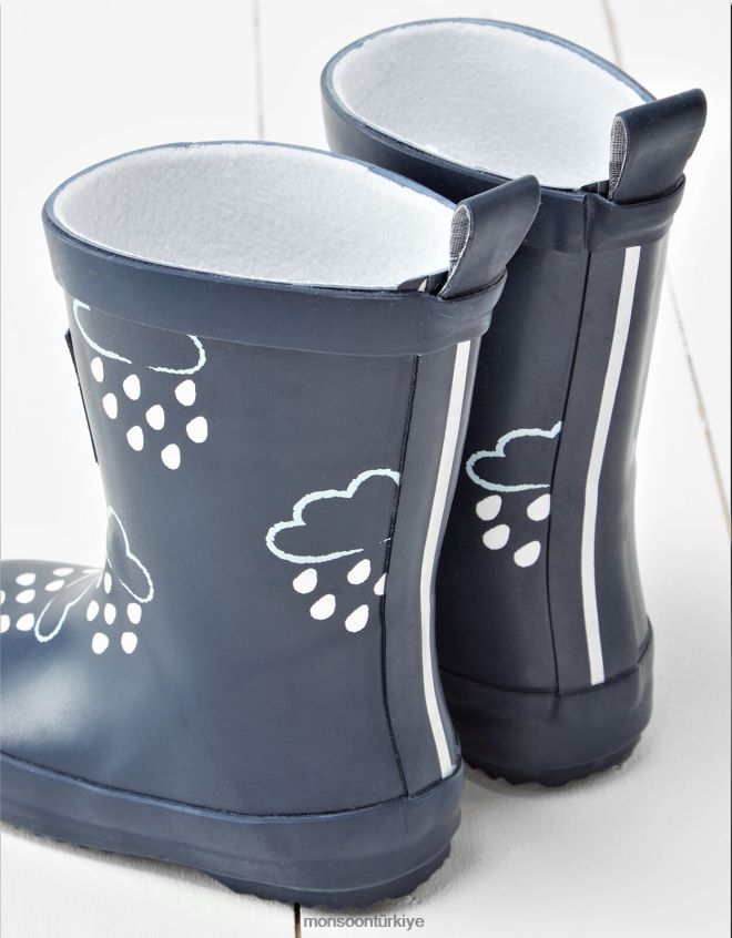Monsoon çocuklar çim ve havanın rengini ortaya çıkaran wellies JH86BT2348 ayakkabı Mavi Donanma)