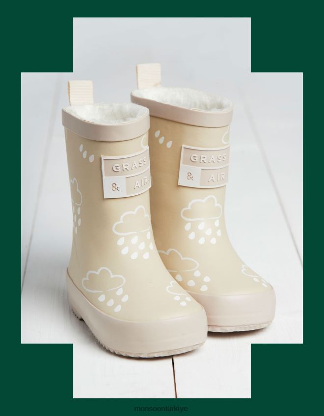Monsoon çocuklar çim ve havanın rengini ortaya çıkaran wellies doğal JH86BT2322 ayakkabı doğal taş)