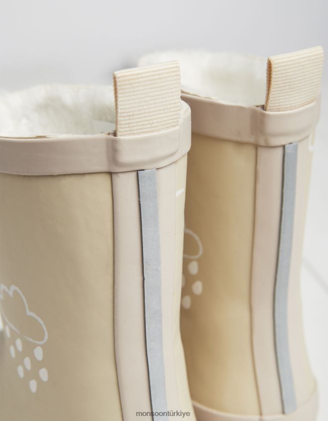 Monsoon çocuklar çim ve havanın rengini ortaya çıkaran wellies doğal JH86BT2322 ayakkabı doğal taş)
