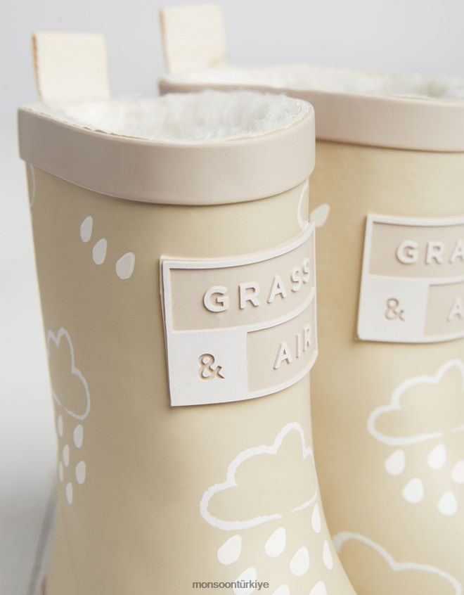 Monsoon çocuklar çim ve havanın rengini ortaya çıkaran wellies doğal JH86BT2322 ayakkabı doğal taş)