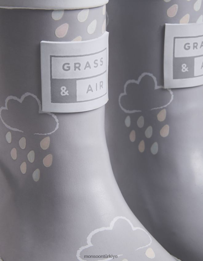 Monsoon çocuklar çim ve havanın rengini ortaya çıkaran wellies gri JH86BT2406 ayakkabı gri