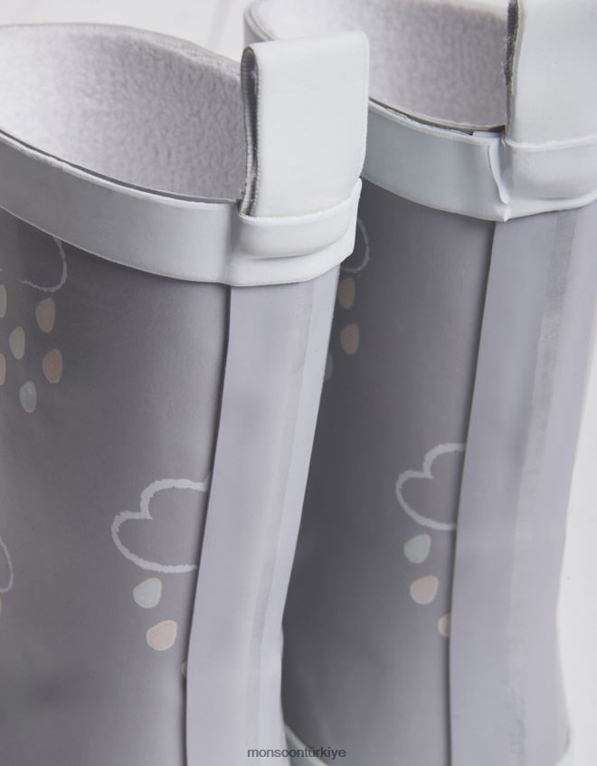 Monsoon çocuklar çim ve havanın rengini ortaya çıkaran wellies gri JH86BT2406 ayakkabı gri